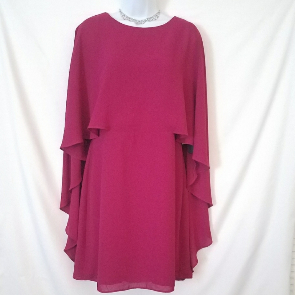 H HALSTON CAPE SLEEVE DRESS - Picture 4 of 4